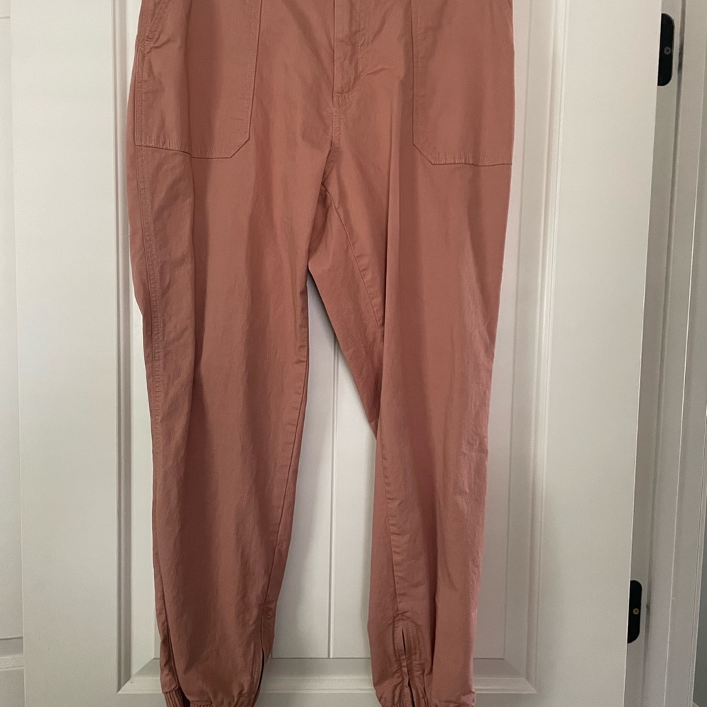 PACT Joggers. Organic cotton. Worn once. Burnt orange-rose color